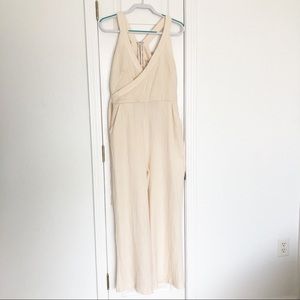 Sleeveless Cream Wide-Leg Jumpsuit